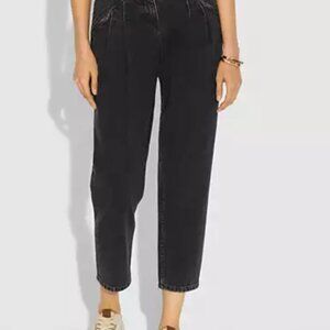 COACH “Denim and Lace” pleated trousers size 0 (fits like a 25-26)